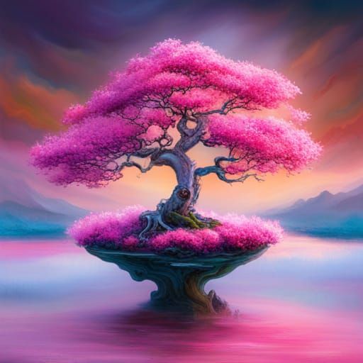 Pink bonsai tree AI Generated Artwork NightCafe Creator