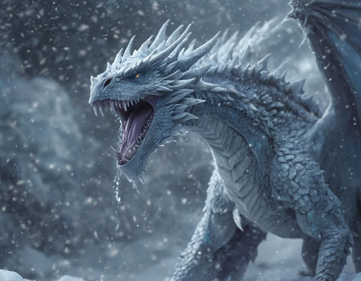 An ice dragon in a the snow  by @DaveyJ