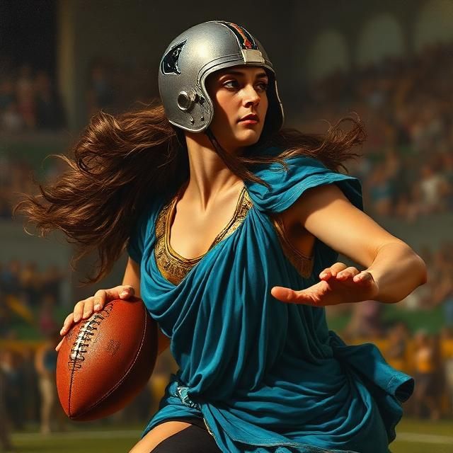 CLEOPATRA PLAYING  FOOTBALL  FOR THE CAROLINA PANTHERS IN TH...