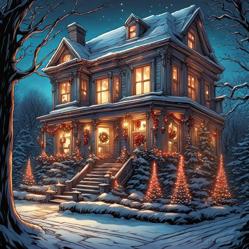 Cozy house decorated for Christmas