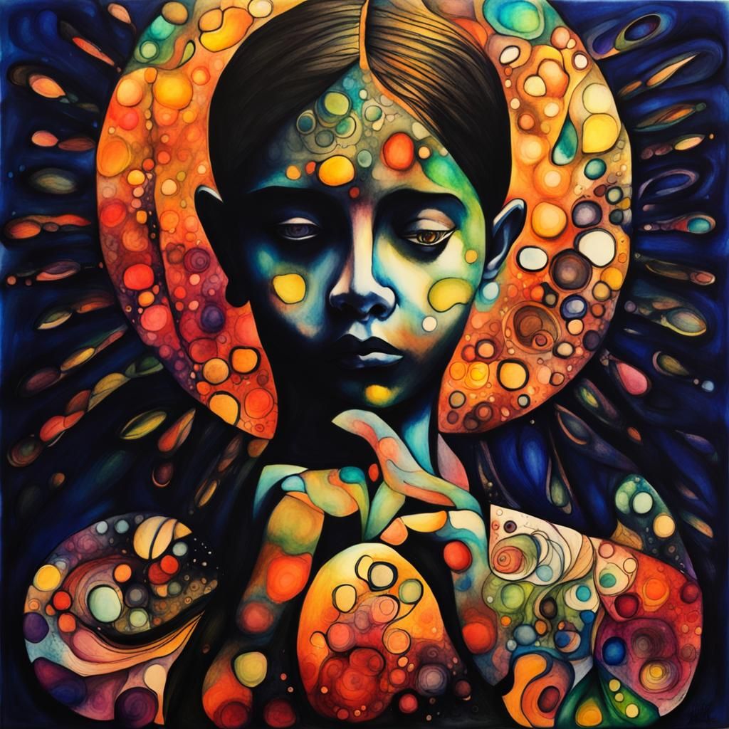 color nuerograhic drawing organic abstraction art therapy, a...