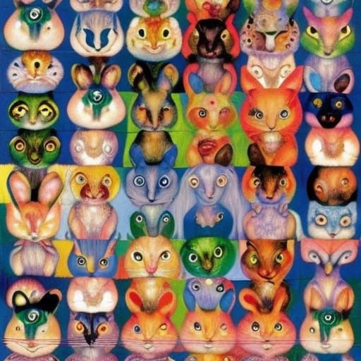 Too many eyes, Margaret Keane, Lisa Frank, Beatrix Potter, N...