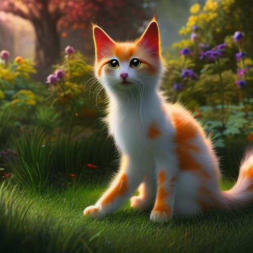 Cat sitting in a garden