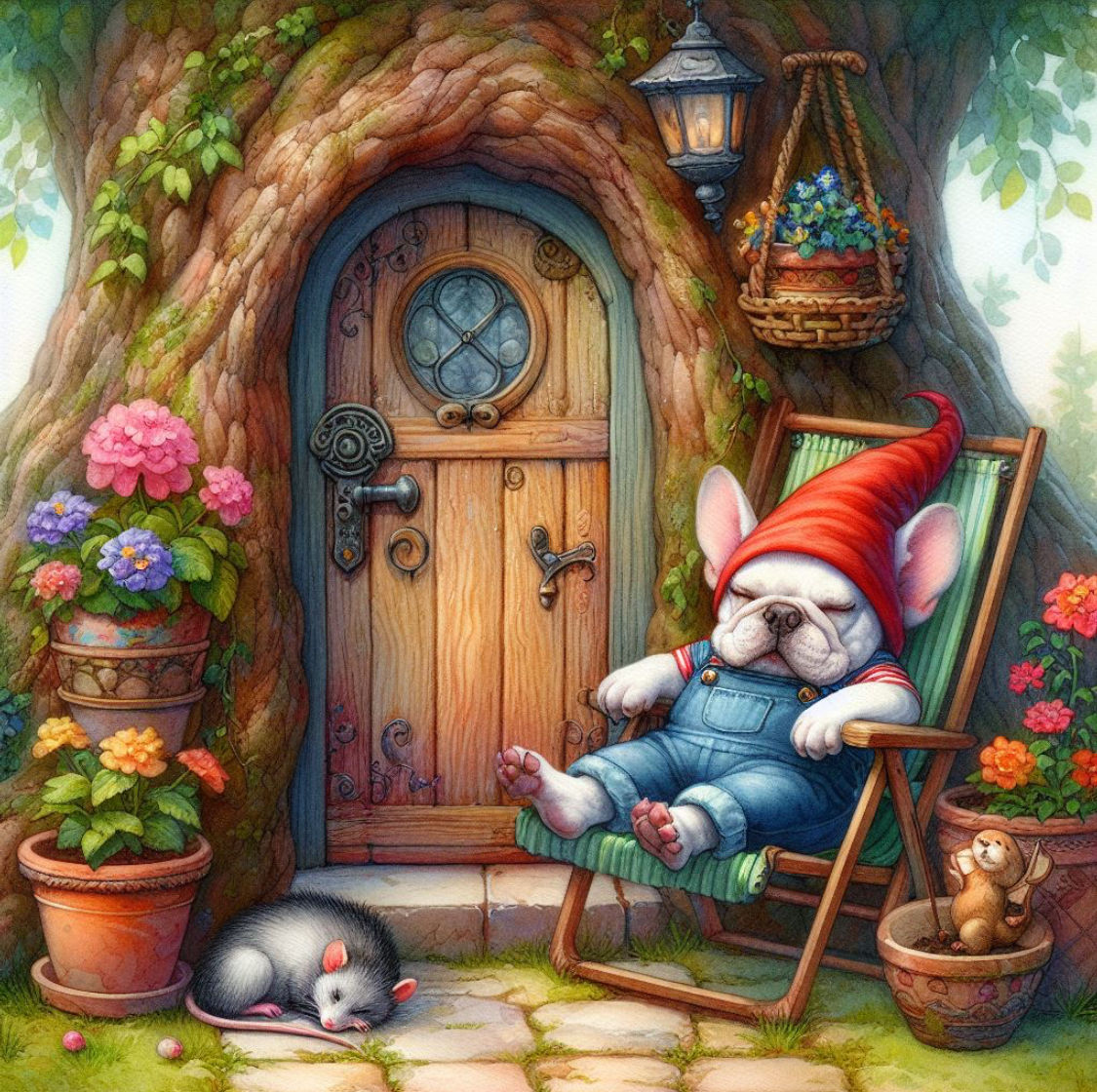 French bulldog as a little gnome