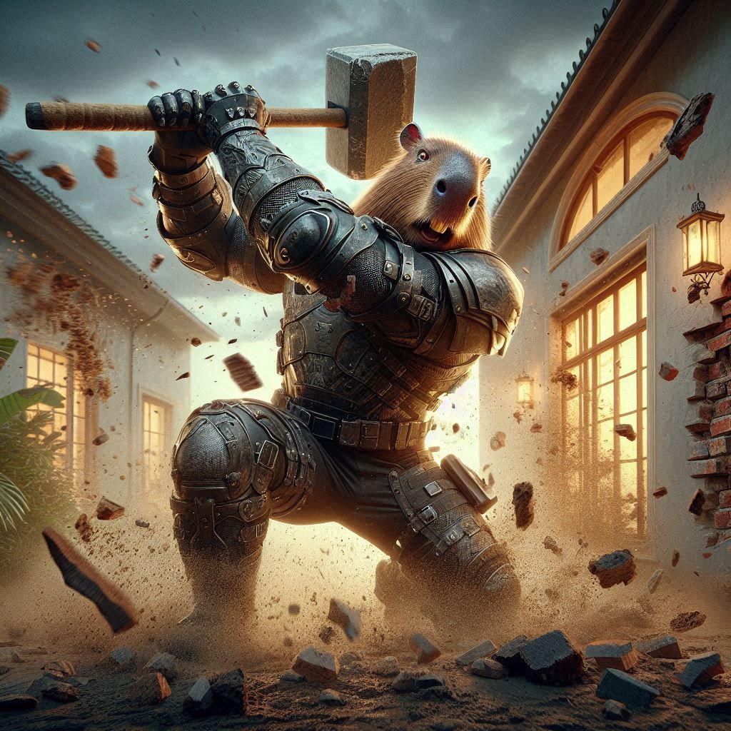 Capybara storm the luxurious house