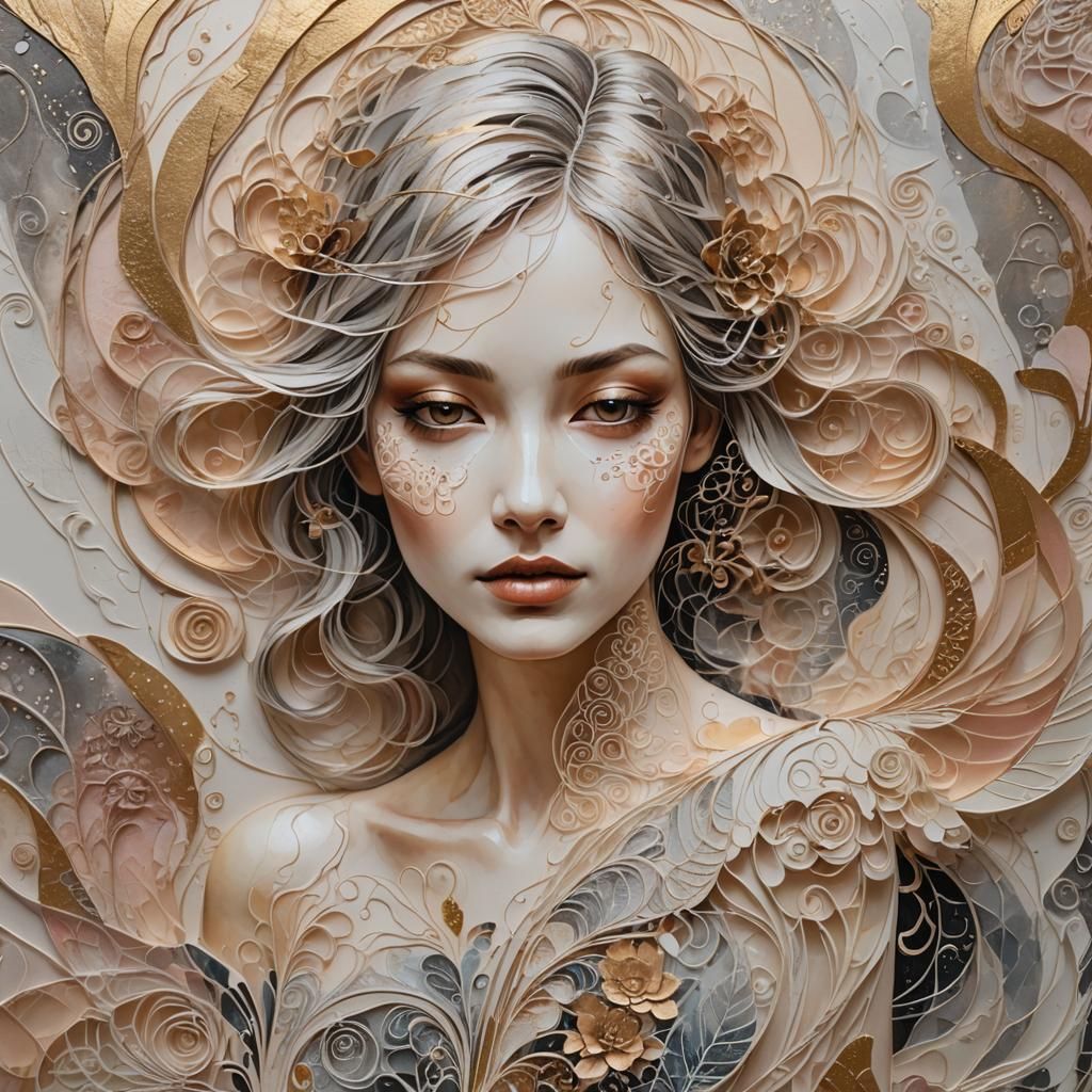 Art Nouveau Woman with Swirling Patterns