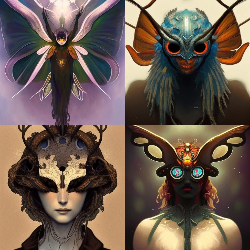 Art nouveau mothman portrait