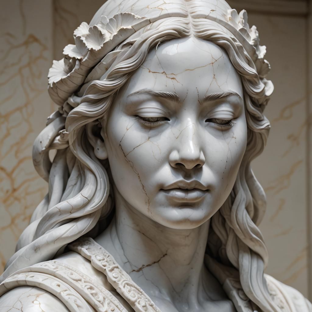 a close up shot of a statue of a beautiful Latina woman eyes