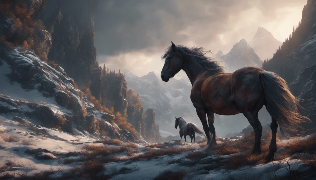 Two horses in the mountain - AI Generated Artwork - NightCafe Creator