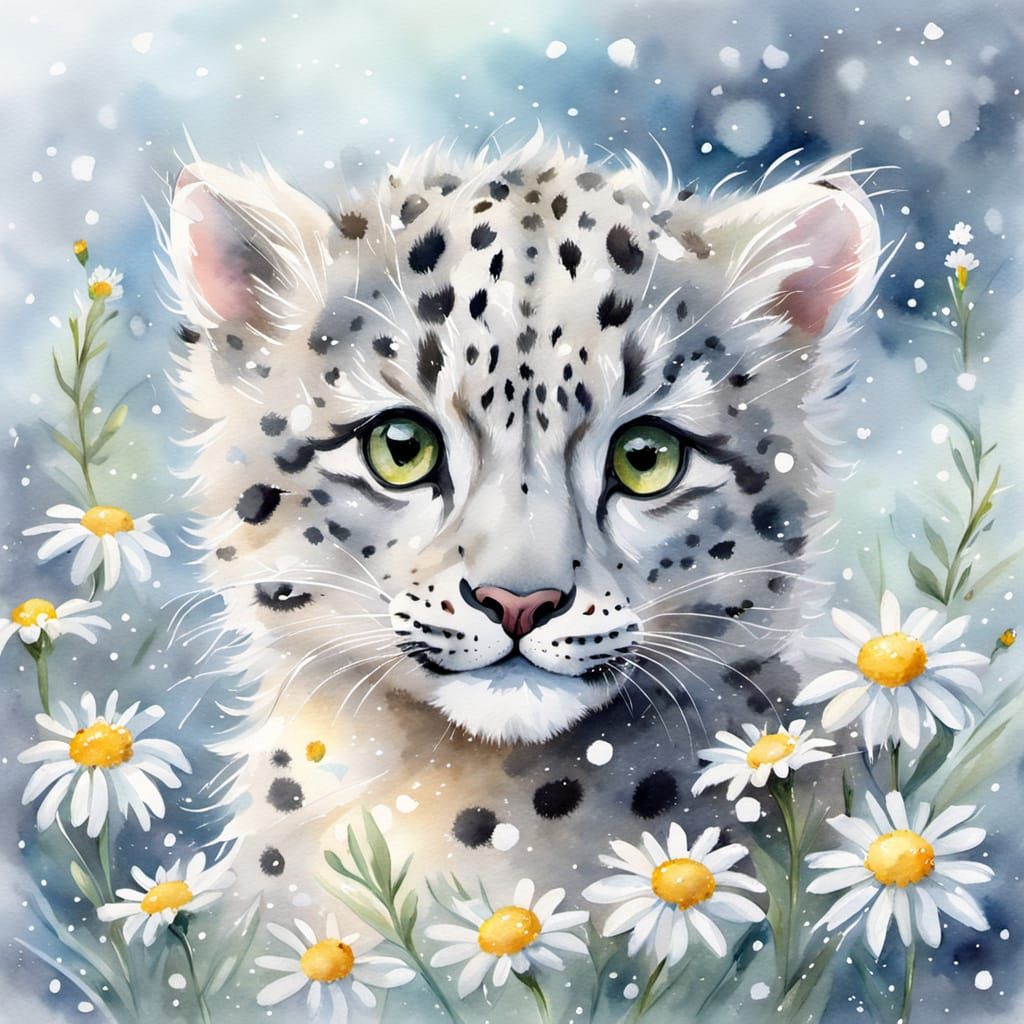 Snow leopard cub  by @Skyangel