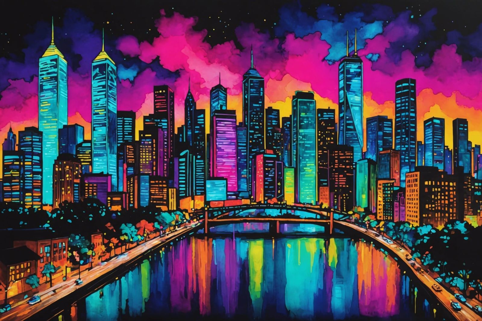 art Contest winner illustration, masterpiece!! Cityscape neo...