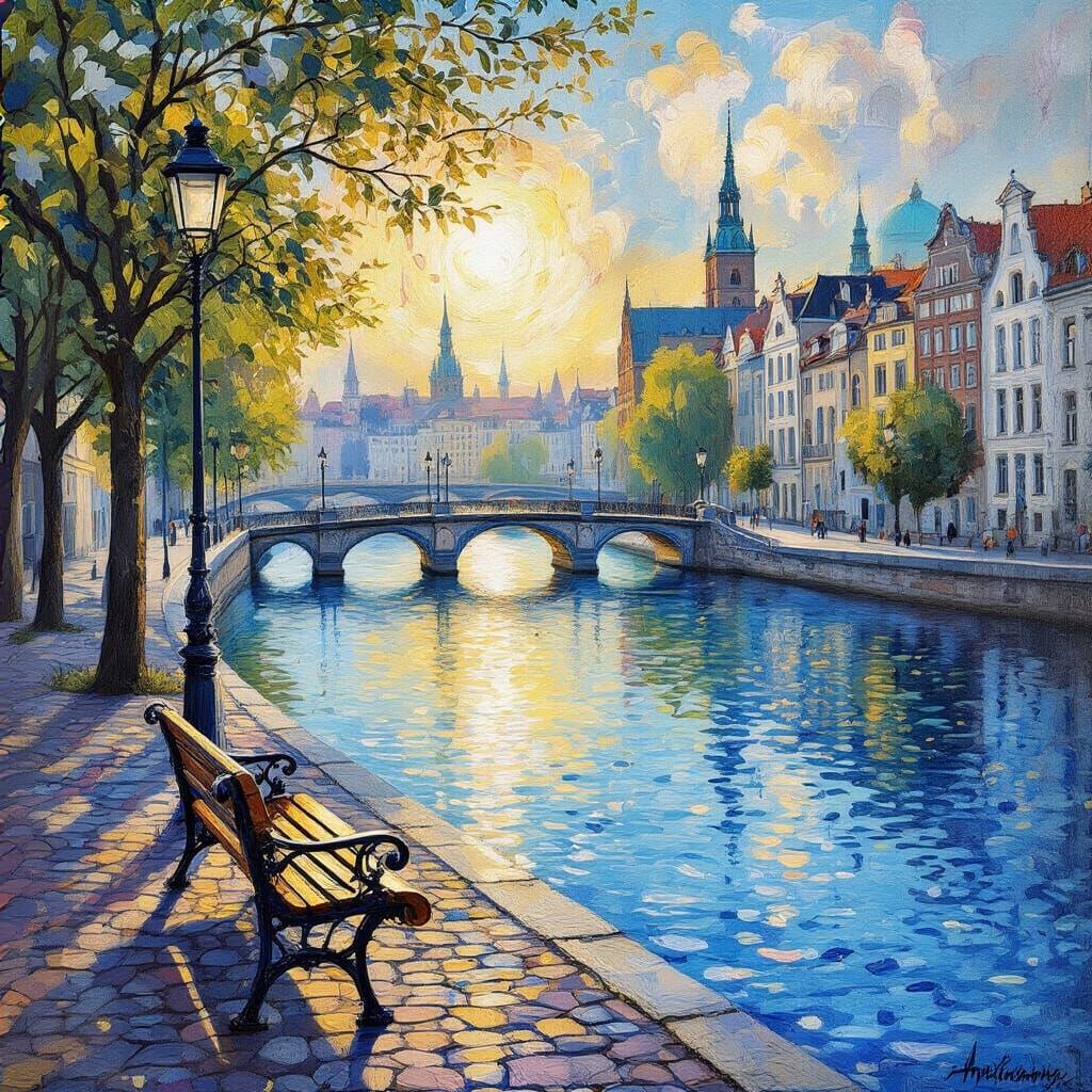 Dreamy River View in Impressionistic Style