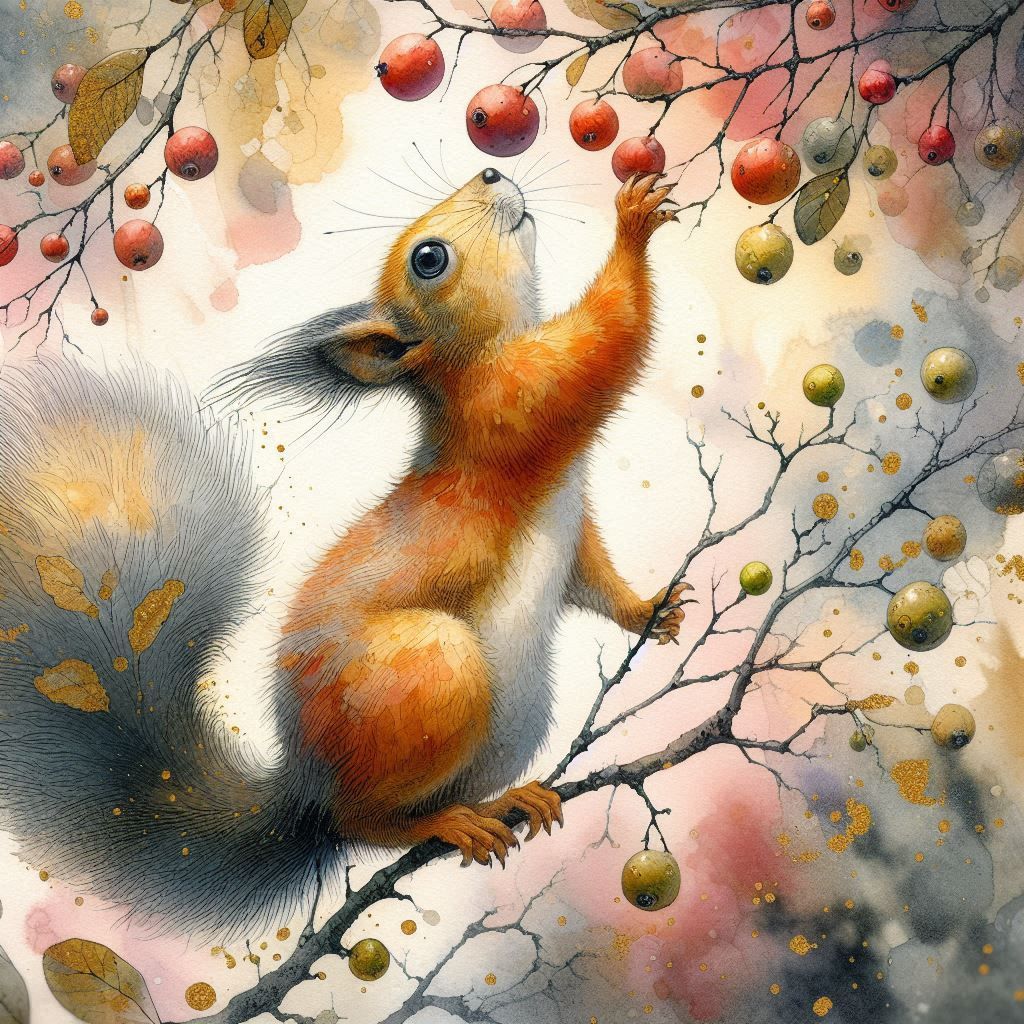Red Squirrel watercolor (2)