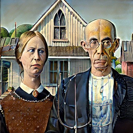 American Gothic, Grant Wood, 1930, painting