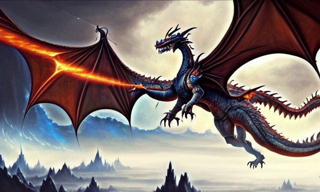 giant dragon flying in the sky, highly detailed, intricate, epic ...