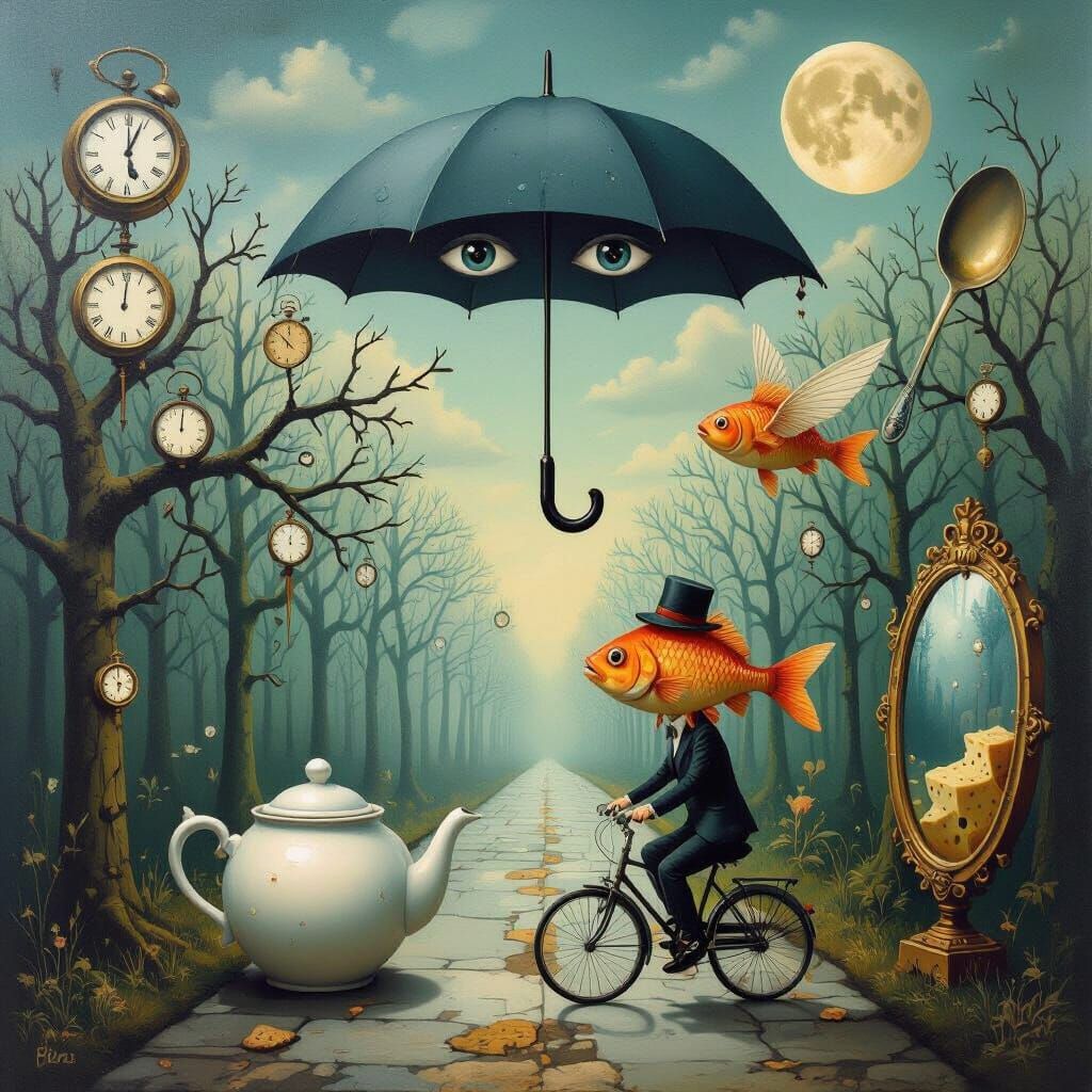 Gedankenfisch auf Uhrenästen 🕰️🐟 – surreal vibes & poetic nonsense  by @FotoworldEdel