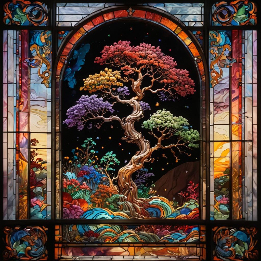 Powerful bejewelled stained glass window full of rainbows! p...