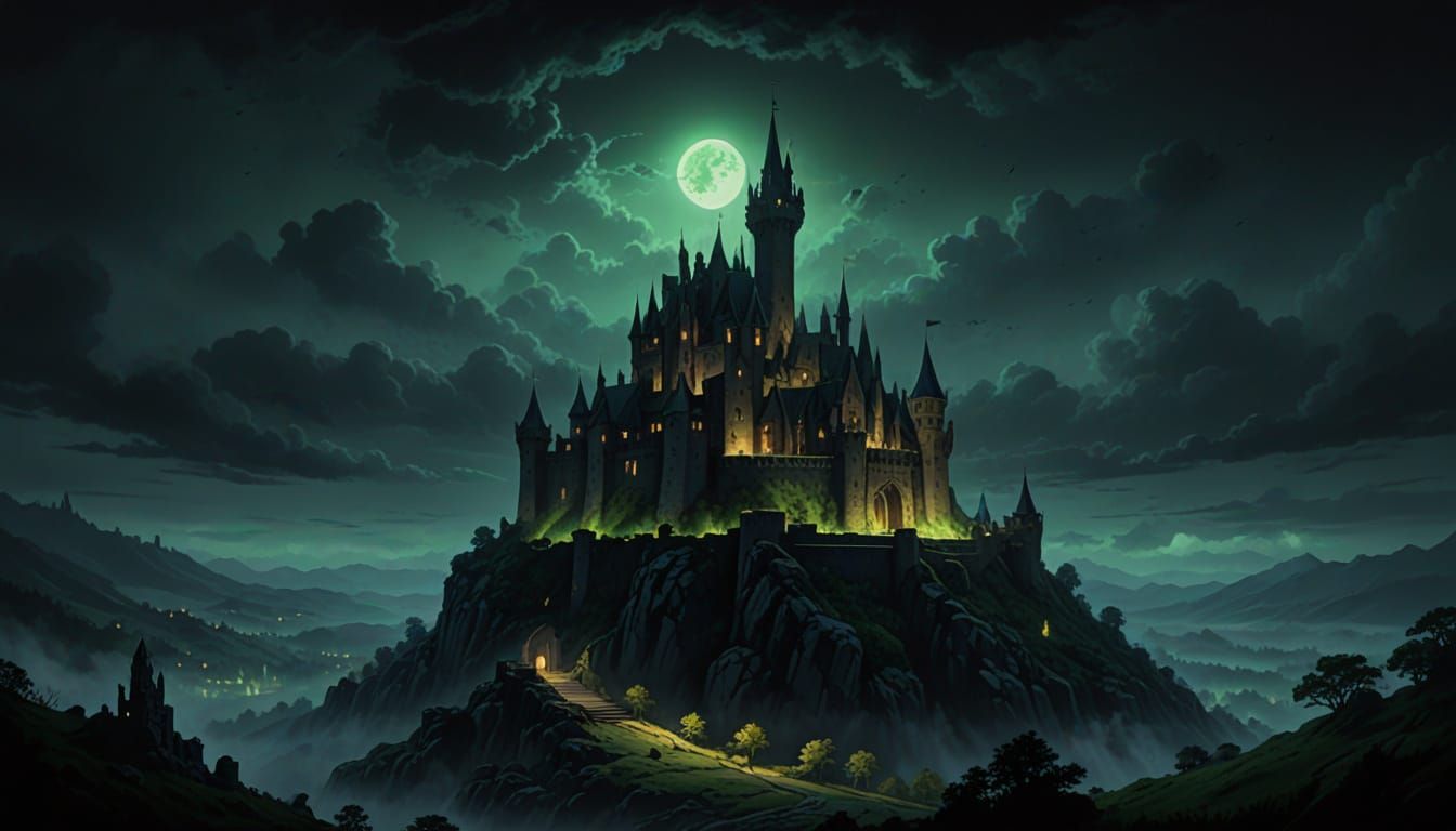 Mysterious illuminated Castle