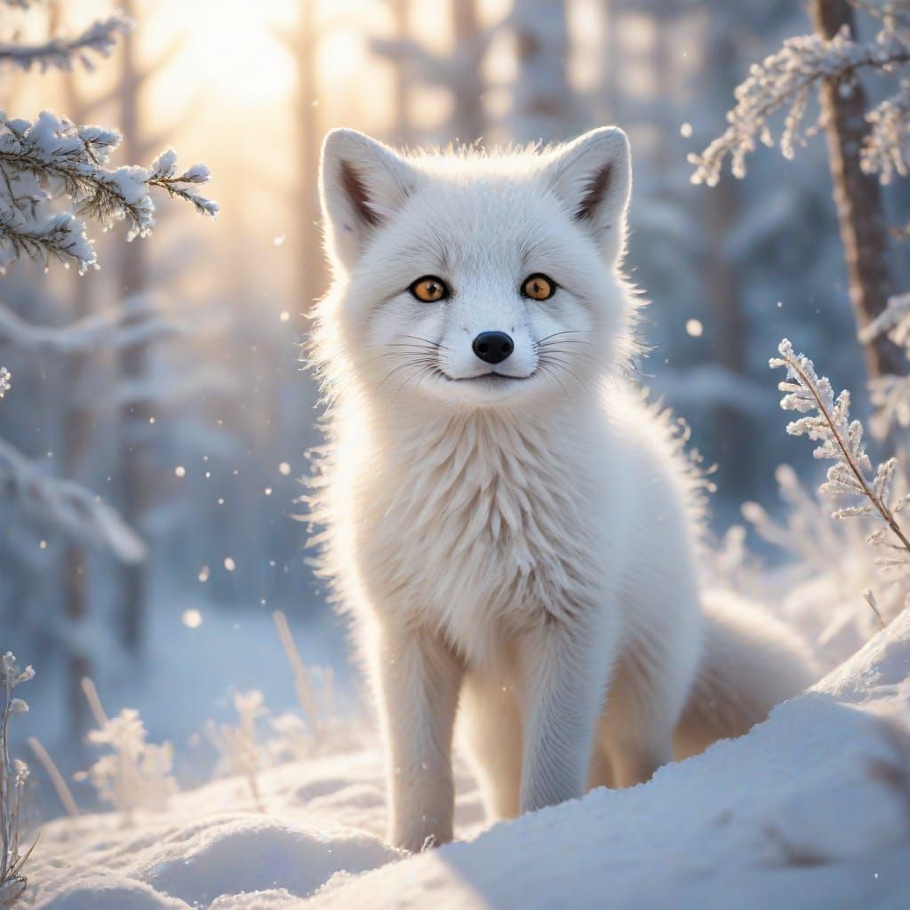 adorable winter fox  by @Kosh