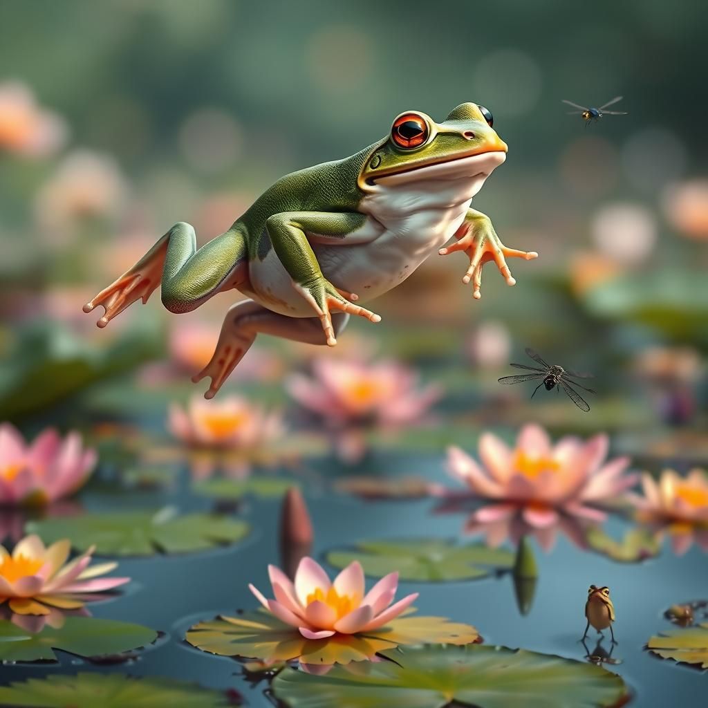 Leaping for the flies!  by @Neonvaporcreator