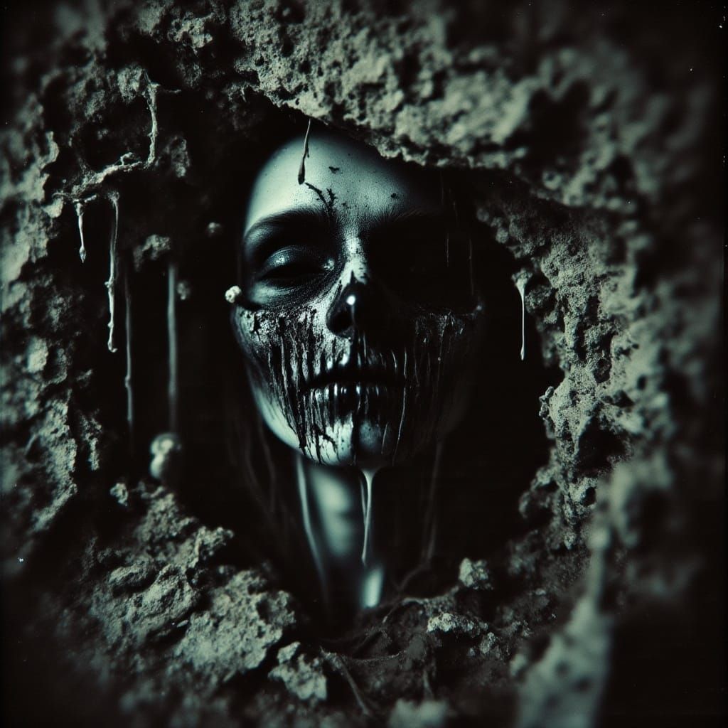 <lora:Abyss:1.0>Cinematic Photo macro close up detailed Portrait nightmarish  dark demon king,2/3 angle realistic photo , catacombs  ,Insane...