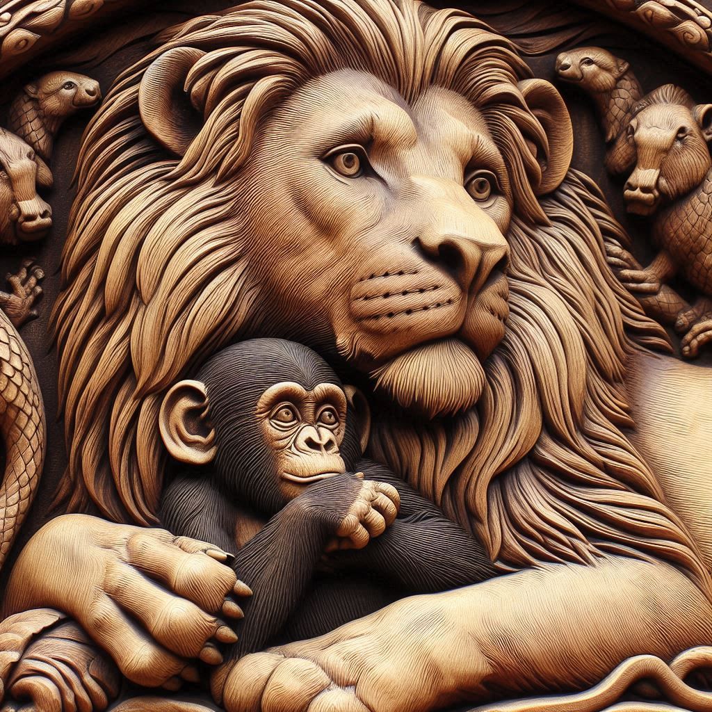 The lion can’t sleep tonight, he’s chimp sitting