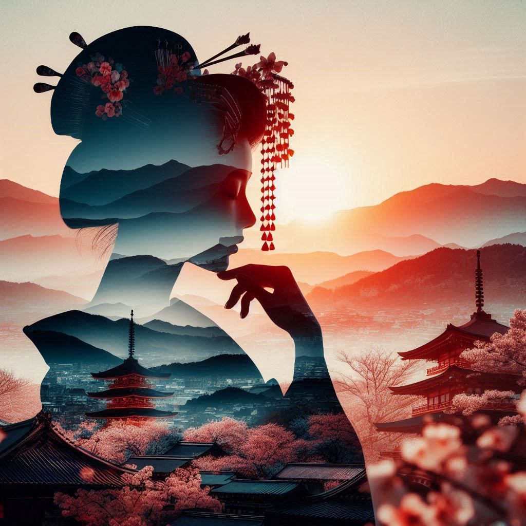 double exposure beautiful fantasy portrait landscape..