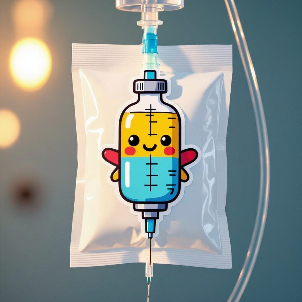 Playful Cartoon Saline IV Bag Sticker