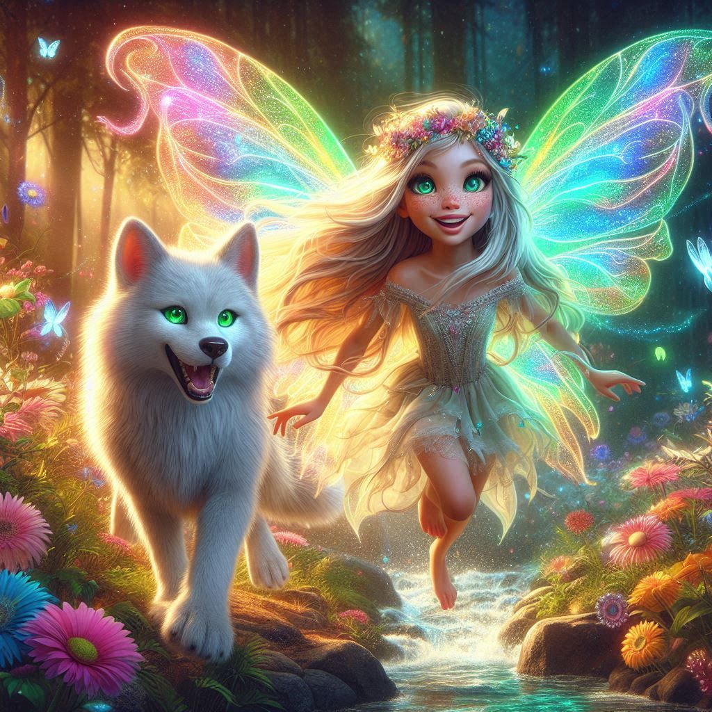 Wolfie, Aurora and Wilson in an Enchanted Forest