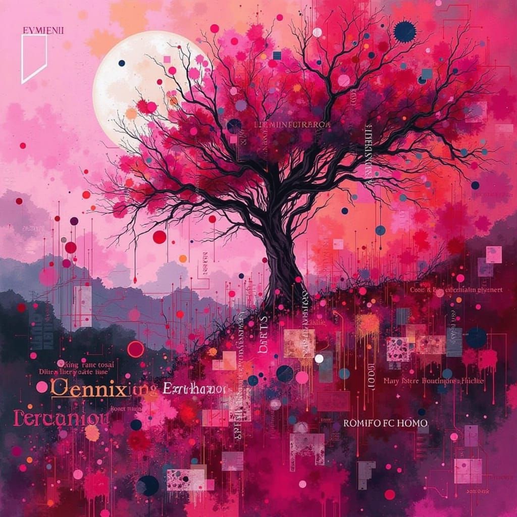 <lora:Weird:1.0> a vibrant, abstract double exposure dreamscape, where layers of dreamlike typography reveal glimpses of images superimposed...