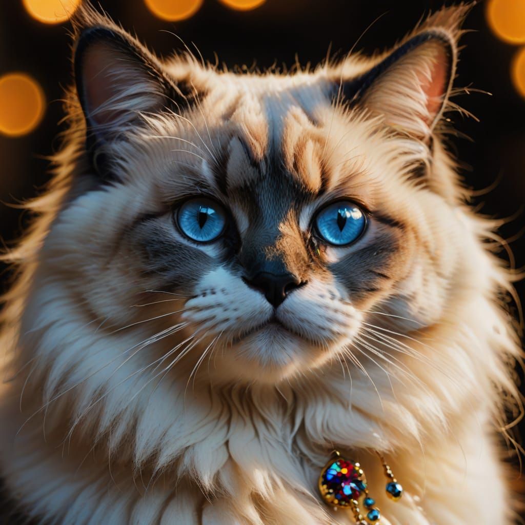 Ragdoll cat with earrings
