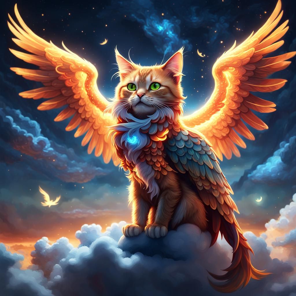 Phoenix Cat - AI Generated Artwork - NightCafe Creator