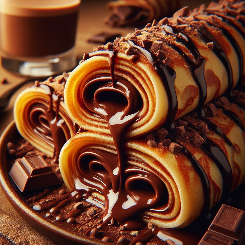 fluffy crepes filled with rich creamy Nutella