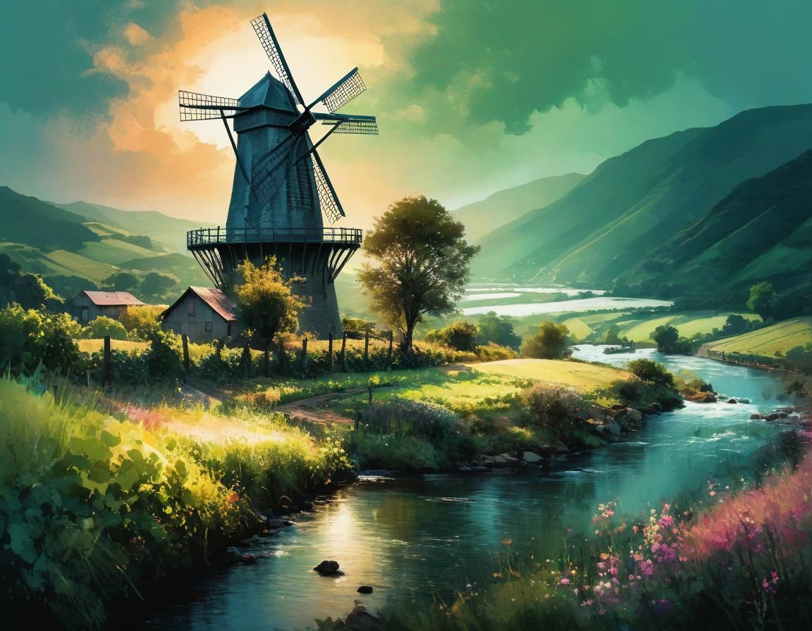 Windmill by the river