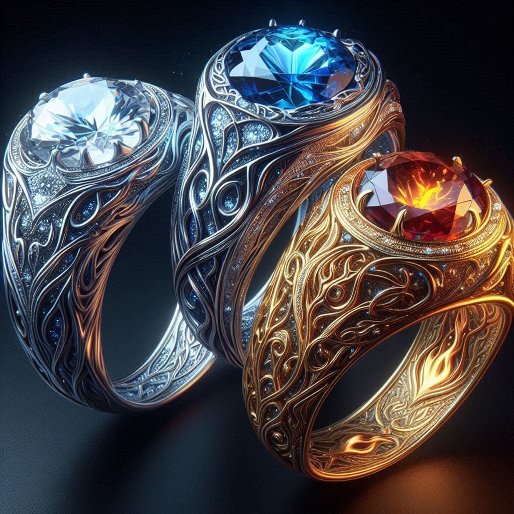 The Three Elven Rings - Nenya Vilya and Narya