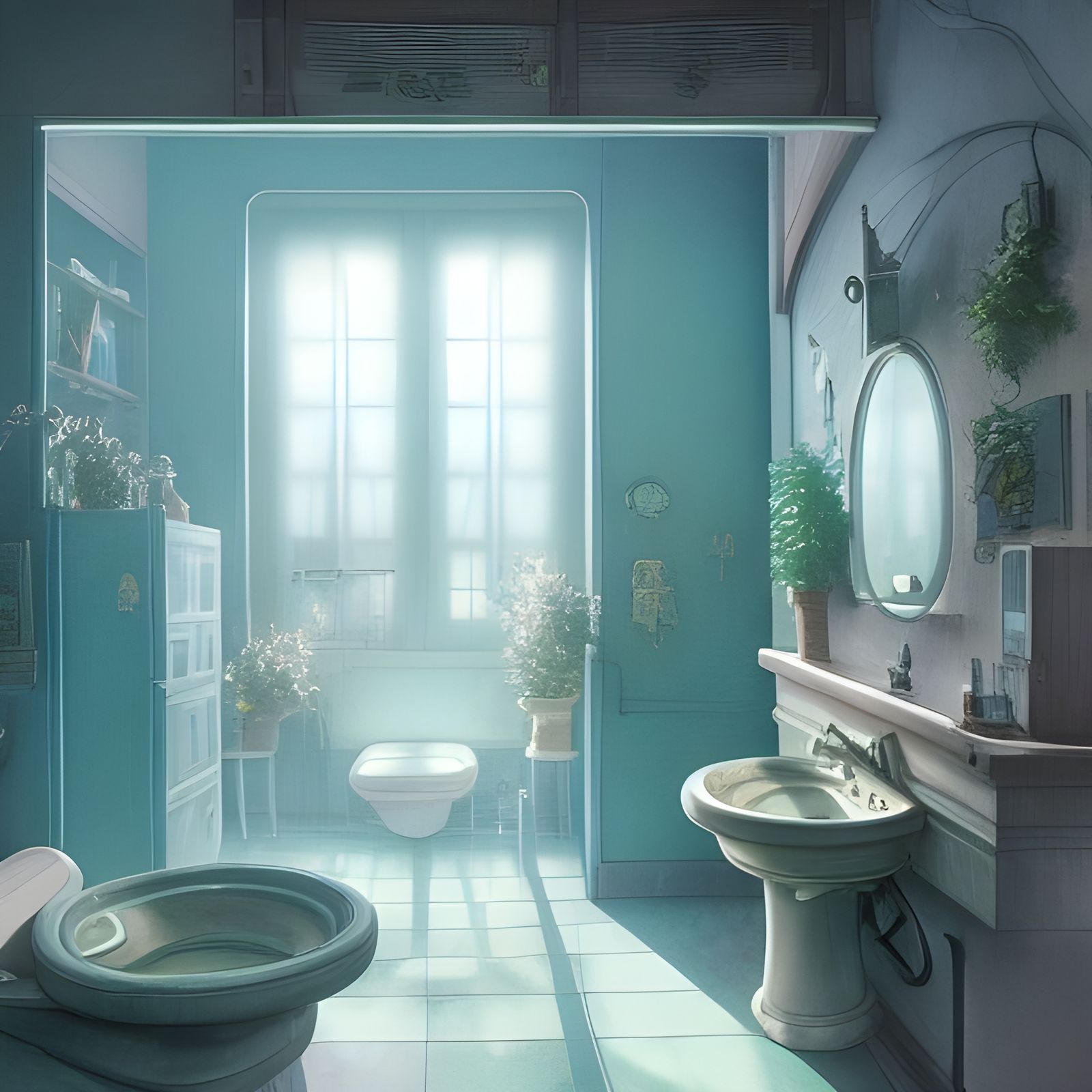 Anime House (4/5) - Bathroom - AI Generated Artwork - NightCafe Creator