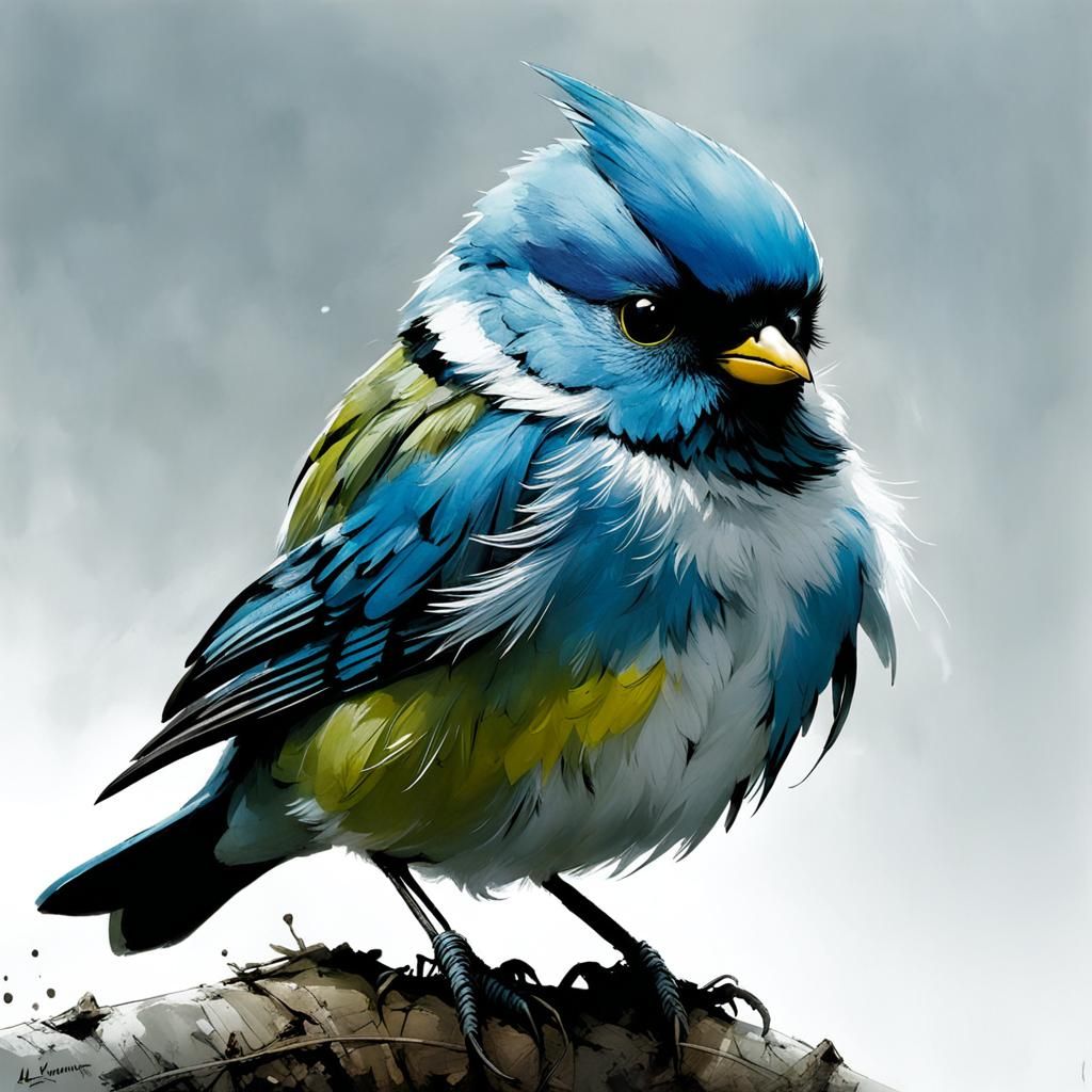 cute bird, by Yoji Shinkawa, Alex Maleev and Alexander Janss...