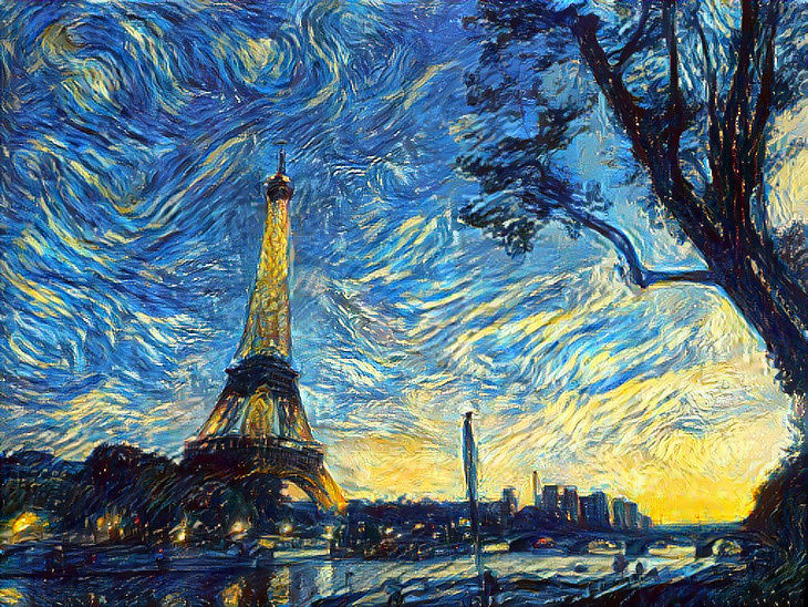 Eiffel tower on a starry night