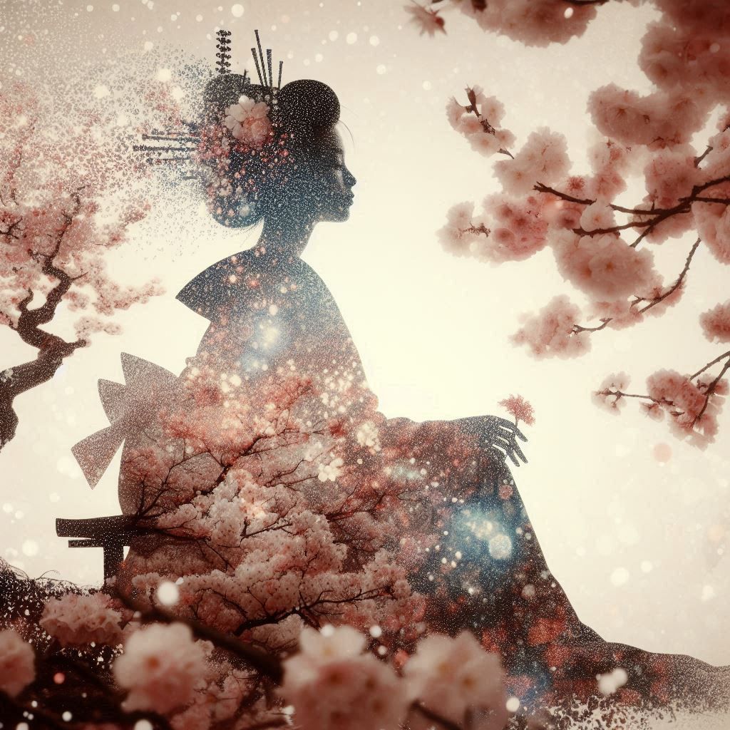 double exposure beautiful fantasy DALL-E 3 portrait landscape..
