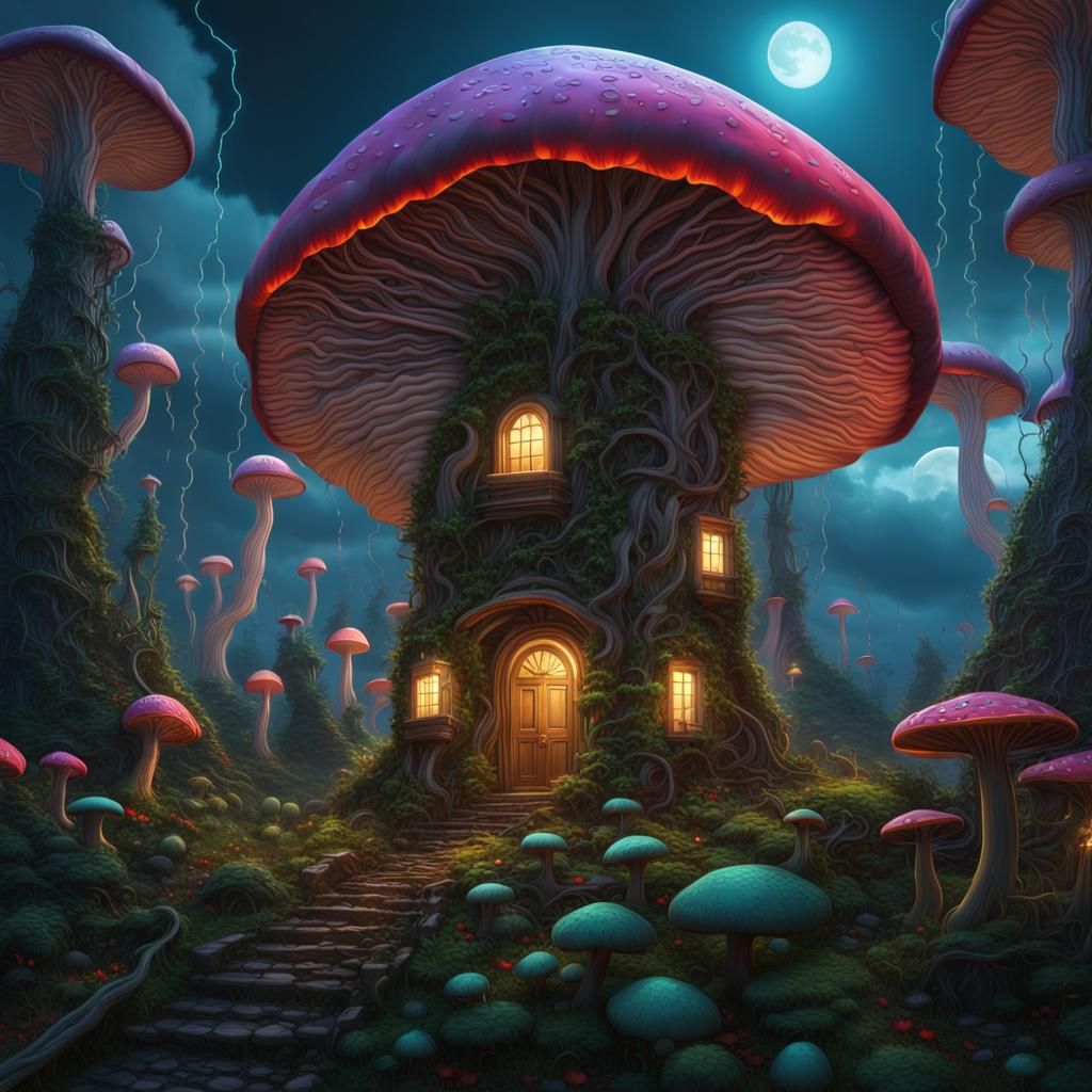 Fairy mushroom hut village - AI Generated Artwork - NightCafe Creator