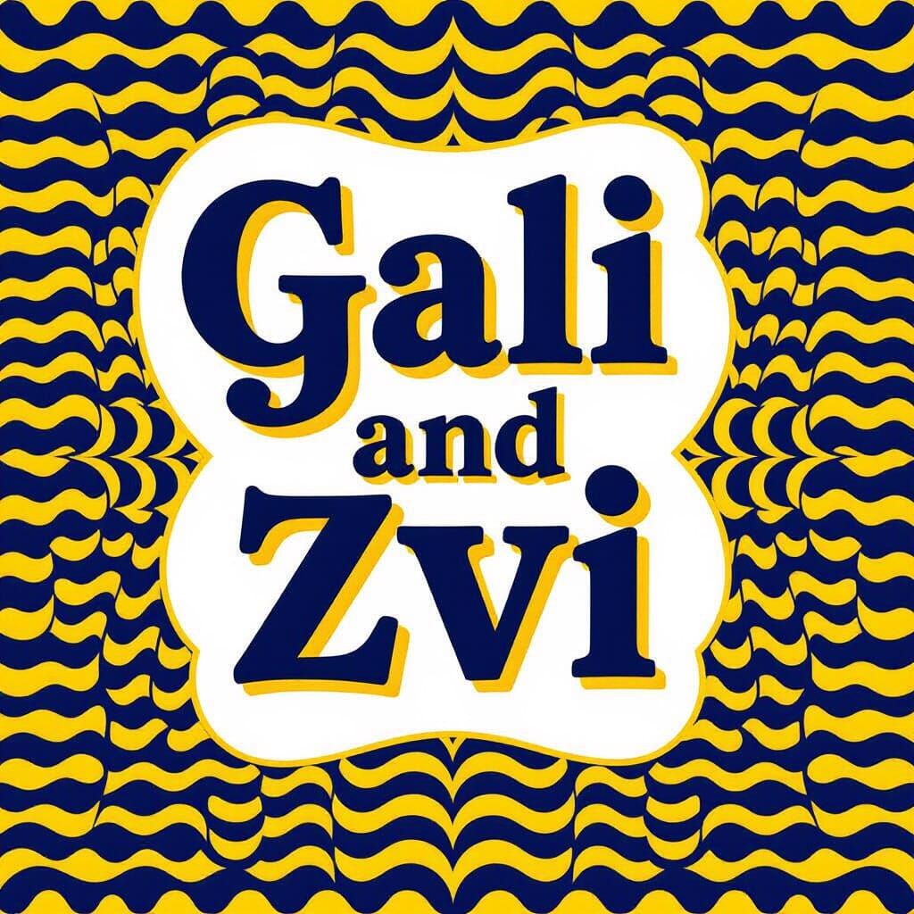 Yellow Wavy Text "Gali and Zvi" on White