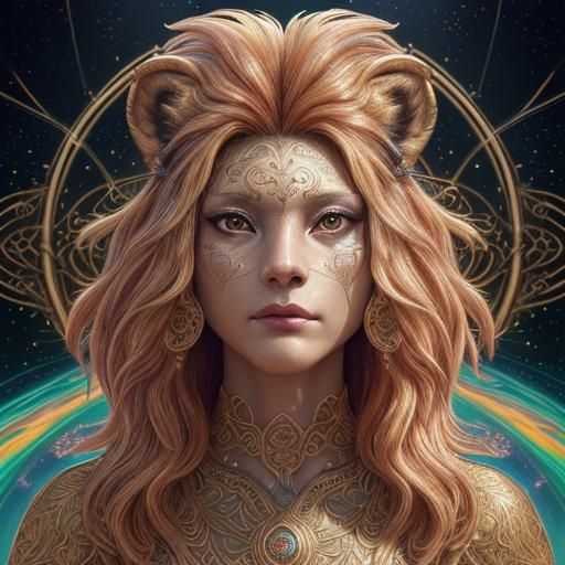 Silky Biometrics 《lora : vibrant》golden lion standing proud,...