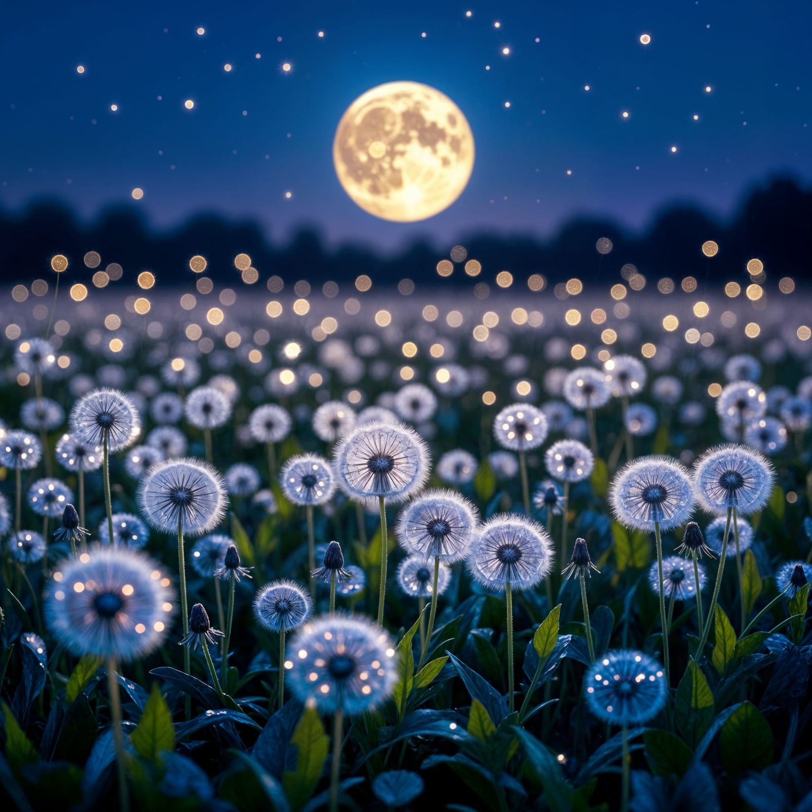 "
Midnight Dandelion Glow after the rain"  by @undefined