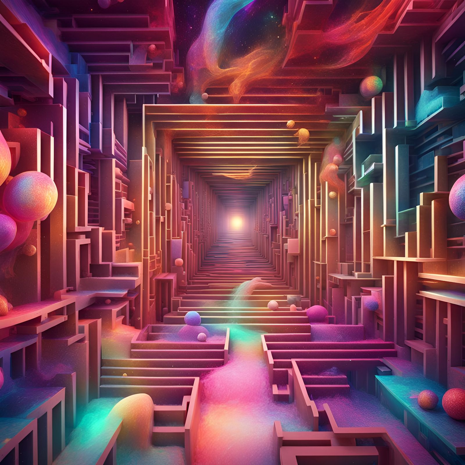 3D moving gradiant colors sequencing maze - AI Generated Artwork ...