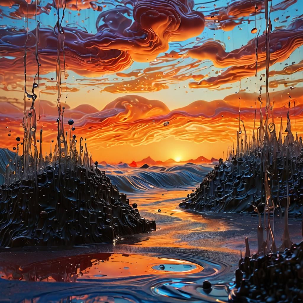 Surreal Neo-Impressionist Diorama with Glass Layers