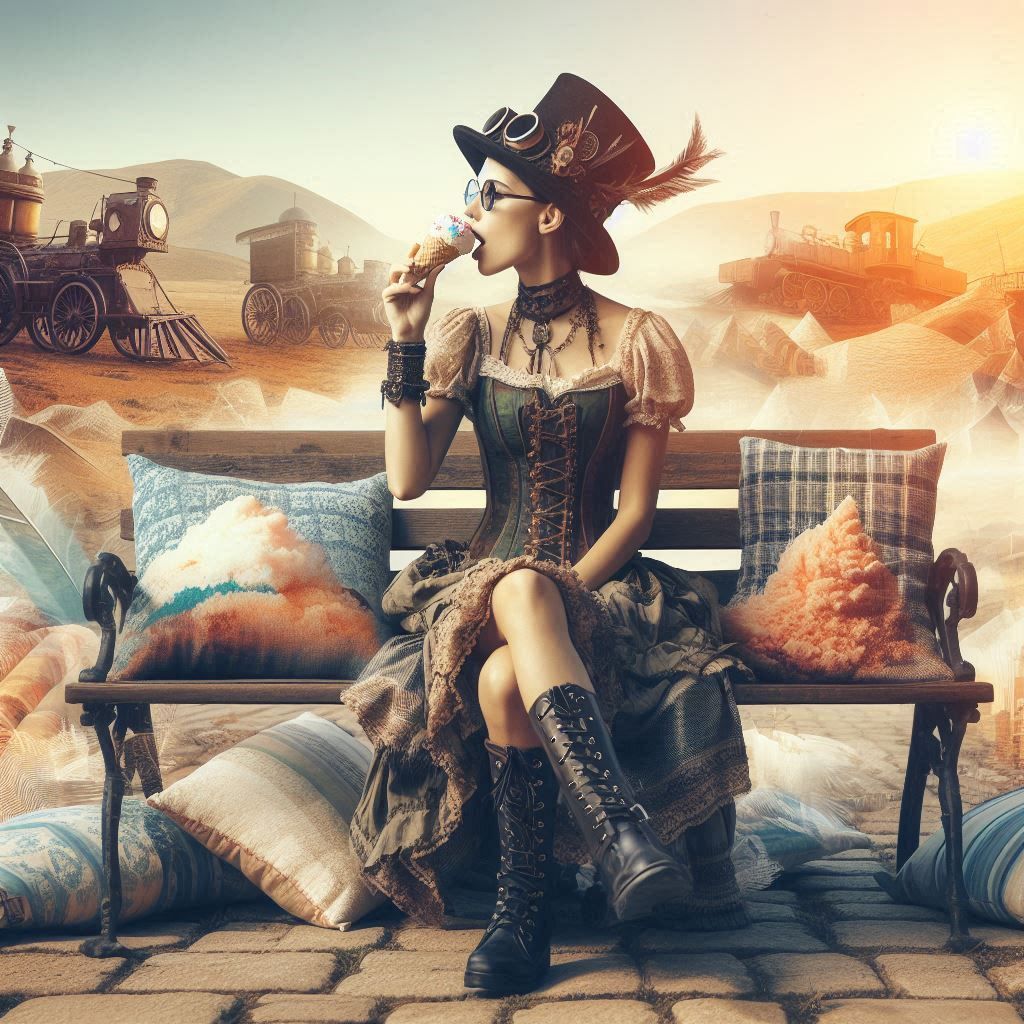 Ice cream on a bench