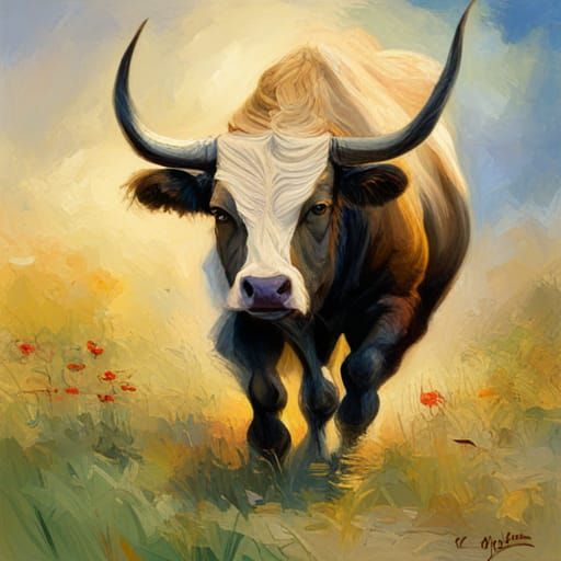 Young Bull Attacking - AI Generated Artwork - NightCafe Creator