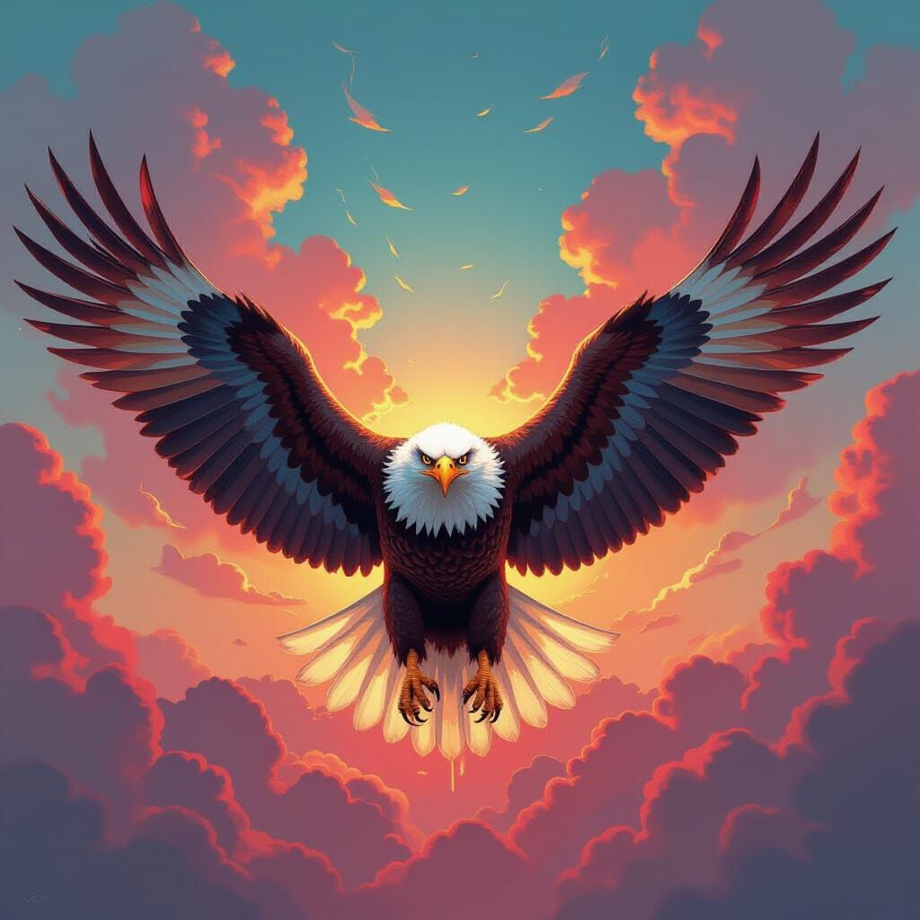 Surreal Eagle Portrait in Vibrant Oil Paint Style