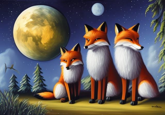 Celestial foxes - AI Generated Artwork - NightCafe Creator