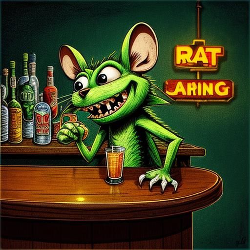 A captivating illustration of Ratfink,(ratfink:1.2), a carto...